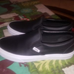 Vans Unisex Perforated Leather Black Slip Ons